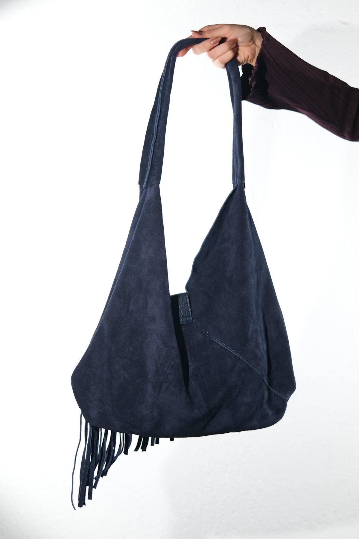 Noche - Bolso de hombro con borla de ante azul marino (Mujer)
