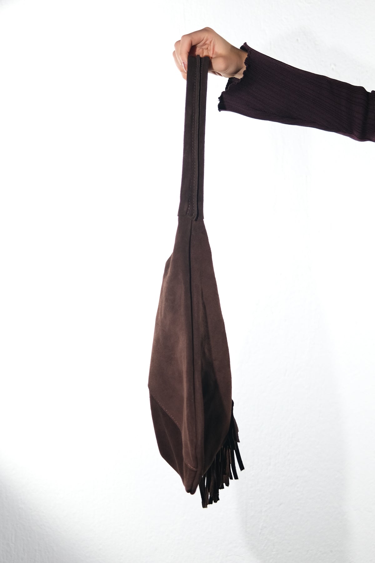 Noche - Brown Suede Leather Tassel Shoulder Bag (Women)