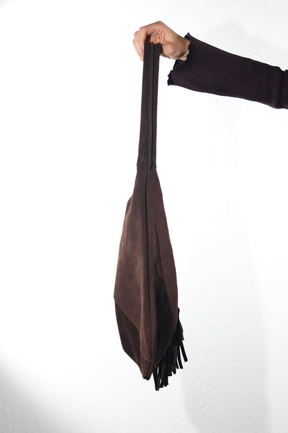 Noche - Brown Suede Leather Tassel Shoulder Bag (Women)