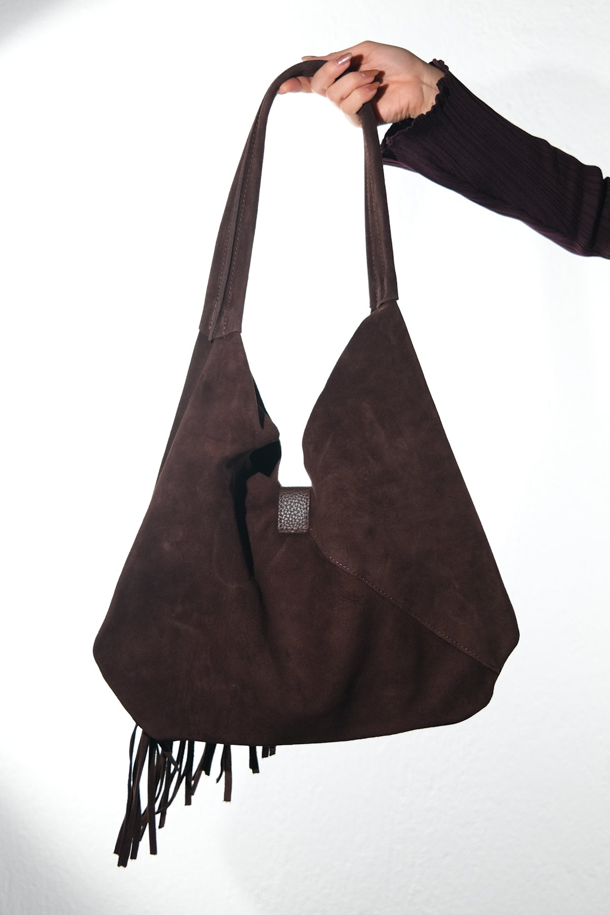 Noche - Brown Suede Leather Tassel Shoulder Bag (Women)