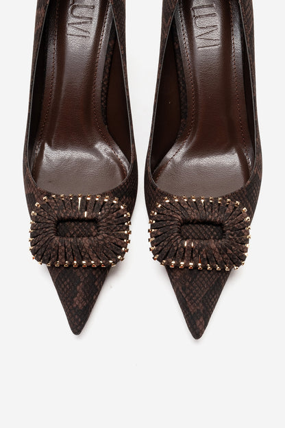 REBEL - Brown Patterned Genuine Leather Stiletto Pump (Women)