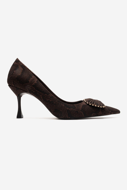 REBEL - Brown Patterned Genuine Leather Stiletto Pump (Women)