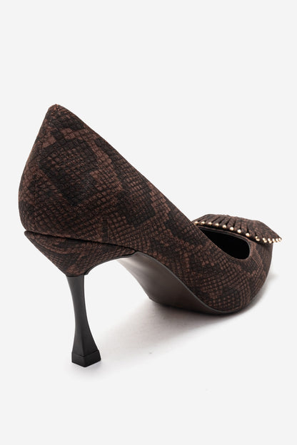 REBEL - Brown Patterned Genuine Leather Stiletto Pump (Women)