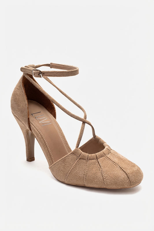 ELIZA - Zapatos de tacón de aguja de piel auténtica beige (mujer)