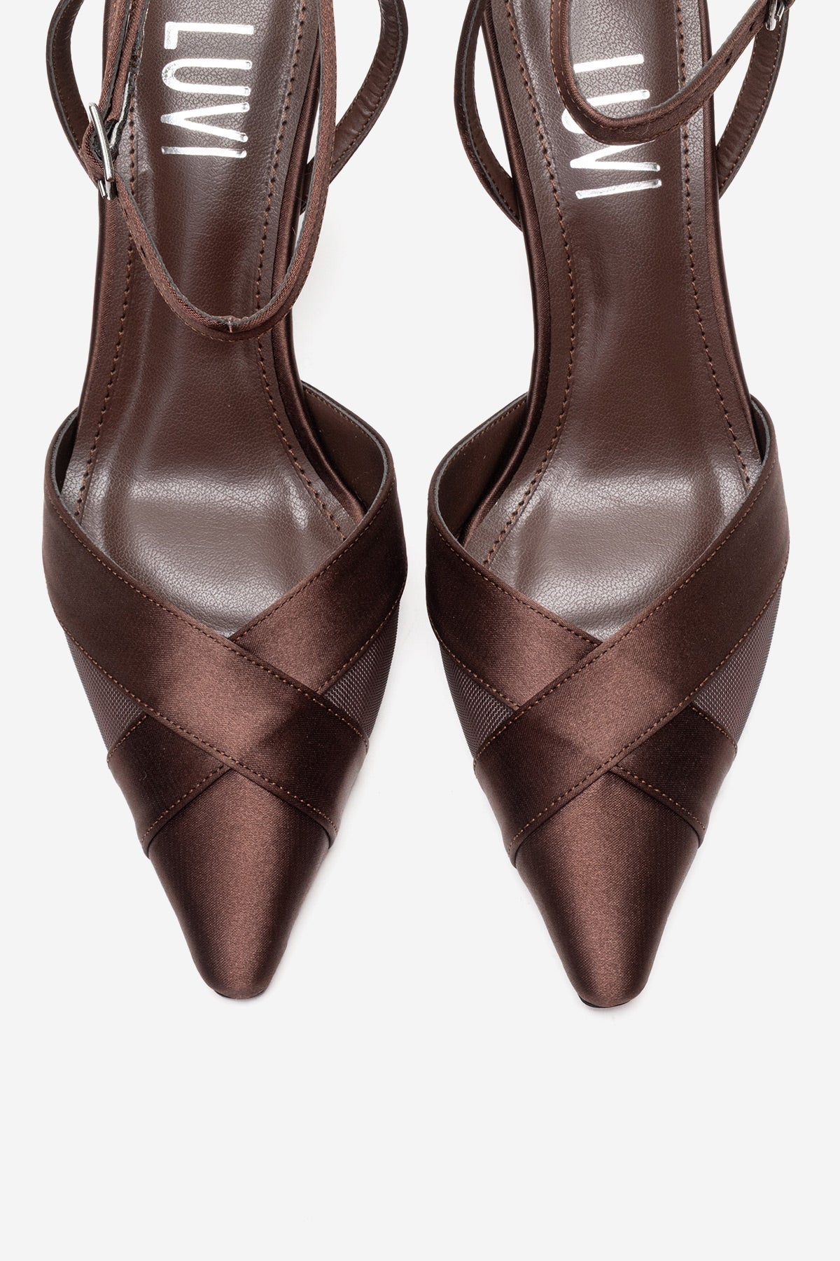 ESTELA - Zapato de tacón tipo stiletto de piel auténtica marrón (Mujer)