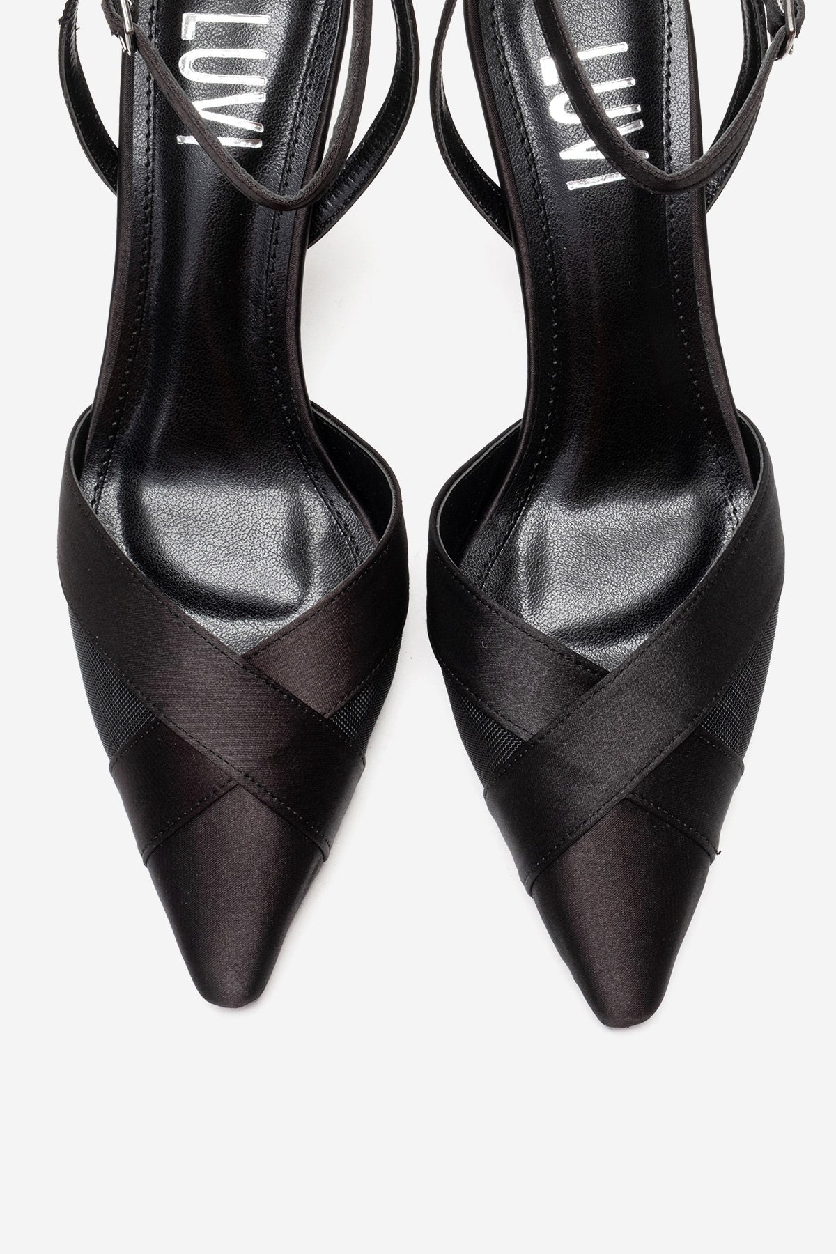 ESTELA - Zapatos de tacón de aguja de cuero genuino negros (Mujer)