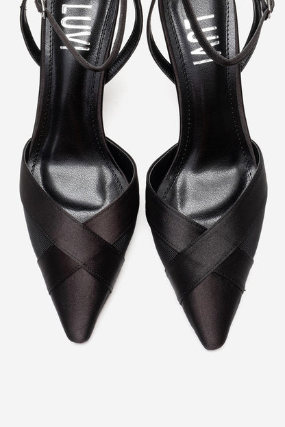 ESTELA - Zapatos de tacón de aguja de cuero genuino negros (Mujer)