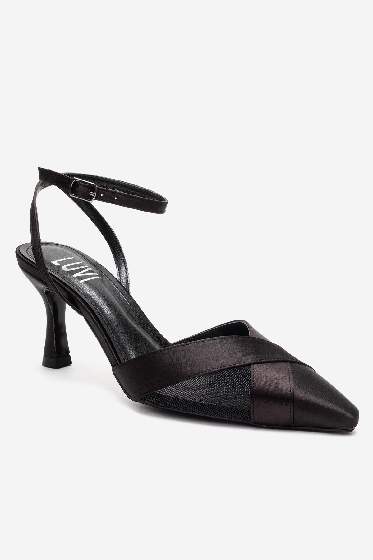 ESTELA - Zapatos de tacón de aguja de cuero genuino negros (Mujer)
