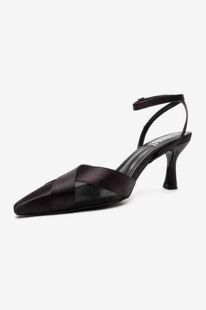 ESTELA - Zapatos de tacón de aguja de cuero genuino negros (Mujer)