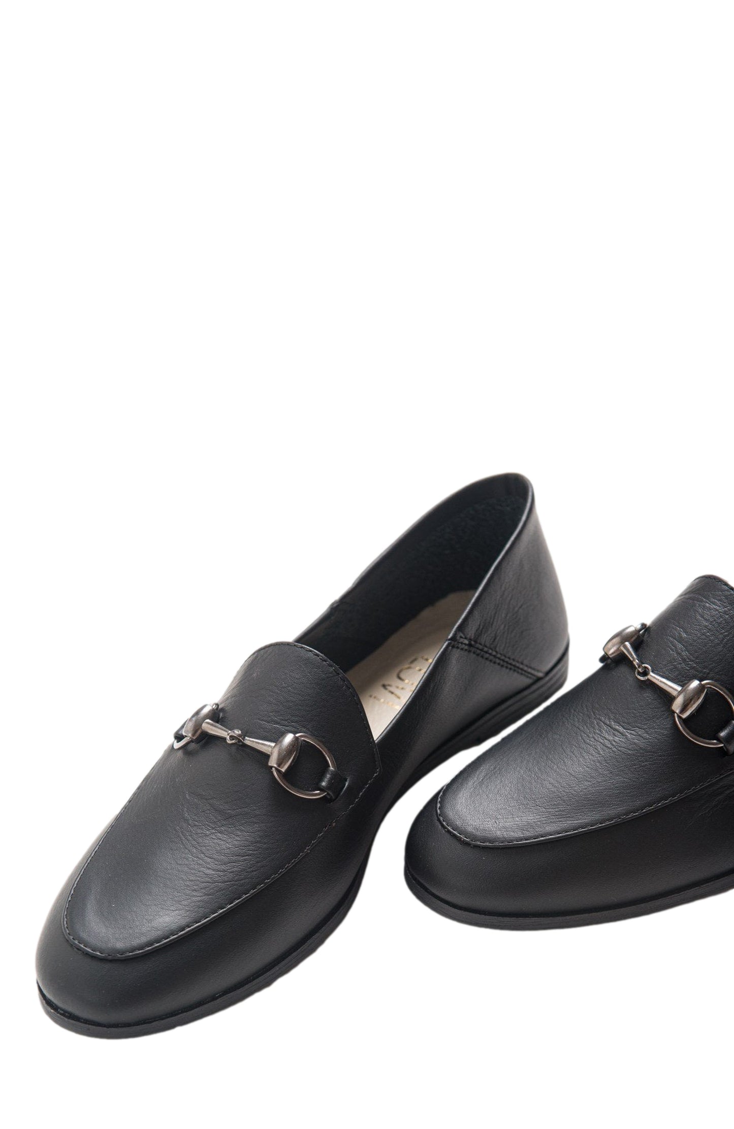 Penny - Black Leather Horsebit Loafers