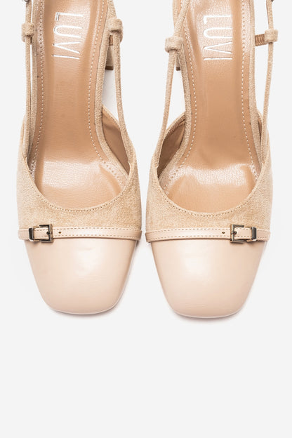 DESIA - Beige Block Heel Shoe (Women)