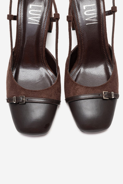 DESIA - Zapatos de tacón de bloque marrón (Mujer)