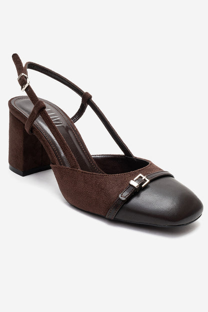 DESIA - Zapatos de tacón de bloque marrón (Mujer)