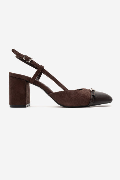DESIA - Zapatos de tacón de bloque marrón (Mujer)