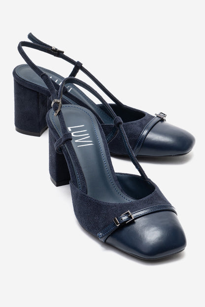 DESIA - Zapatos de tacón de bloque azul marino (Mujer)