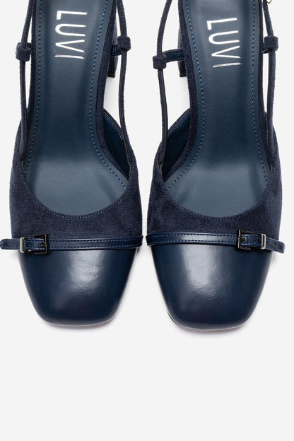 DESIA - Zapatos de tacón de bloque azul marino (Mujer)