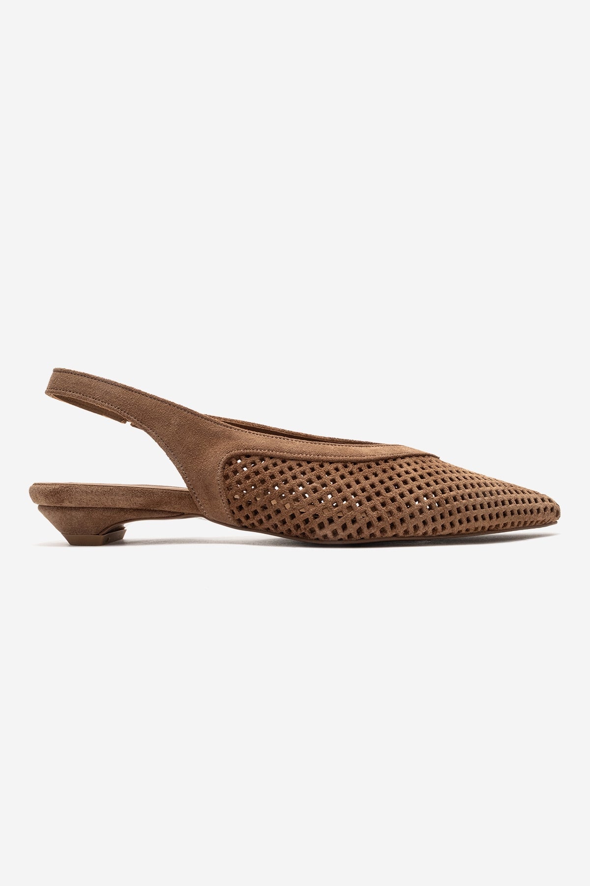 LIEVE - Zapato de tacón bajo de cuero genuino color taupé (Mujer)