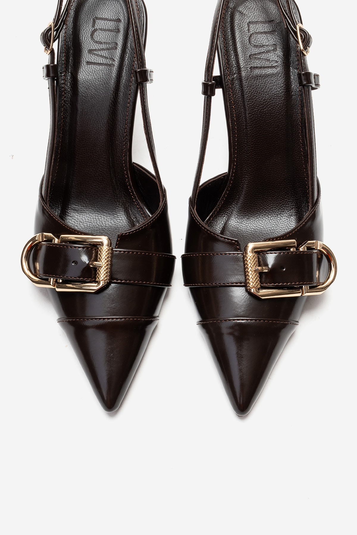 NOEN - Brown Buckle Pointed Toe Stiletto Pump (Women)