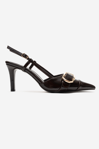 NOEN - Brown Buckle Pointed Toe Stiletto Pump (Women)