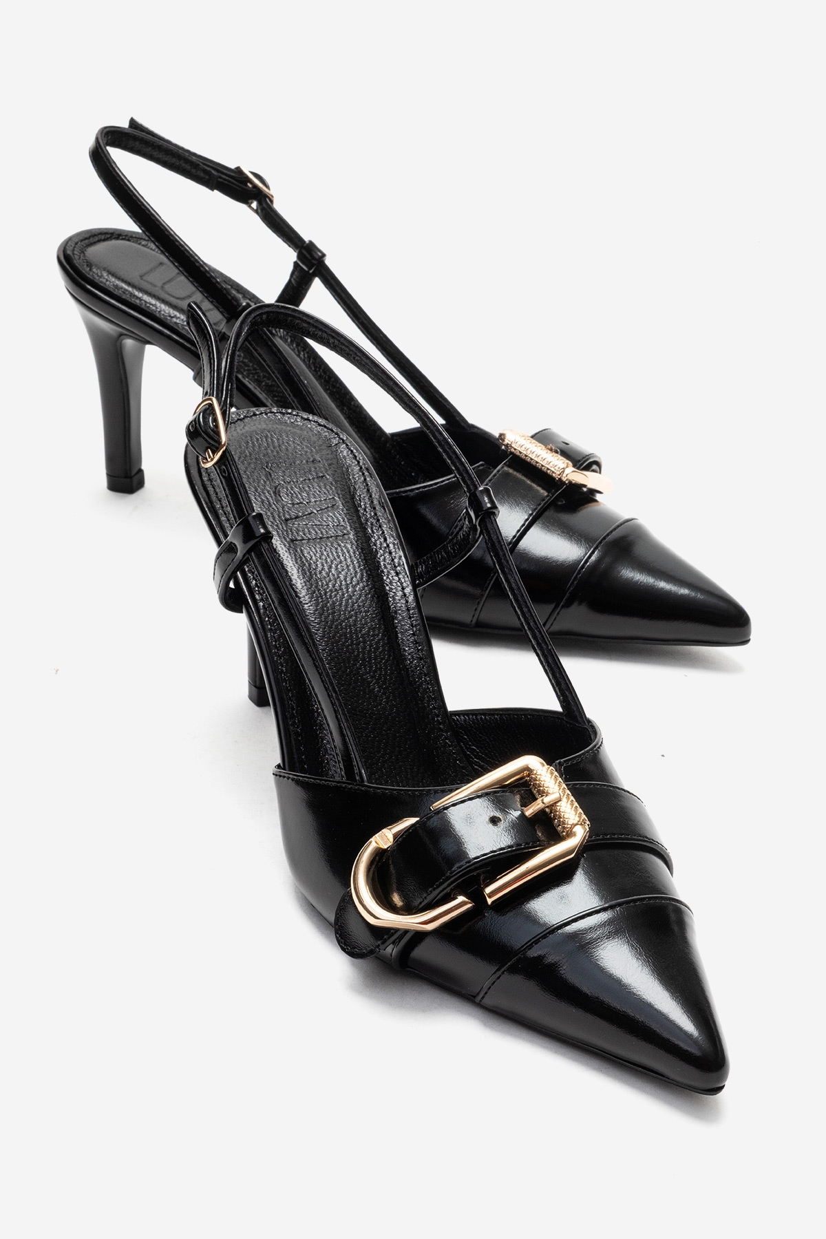 NOEN - Black Buckle Pointed Toe Stiletto Pump (Women)
