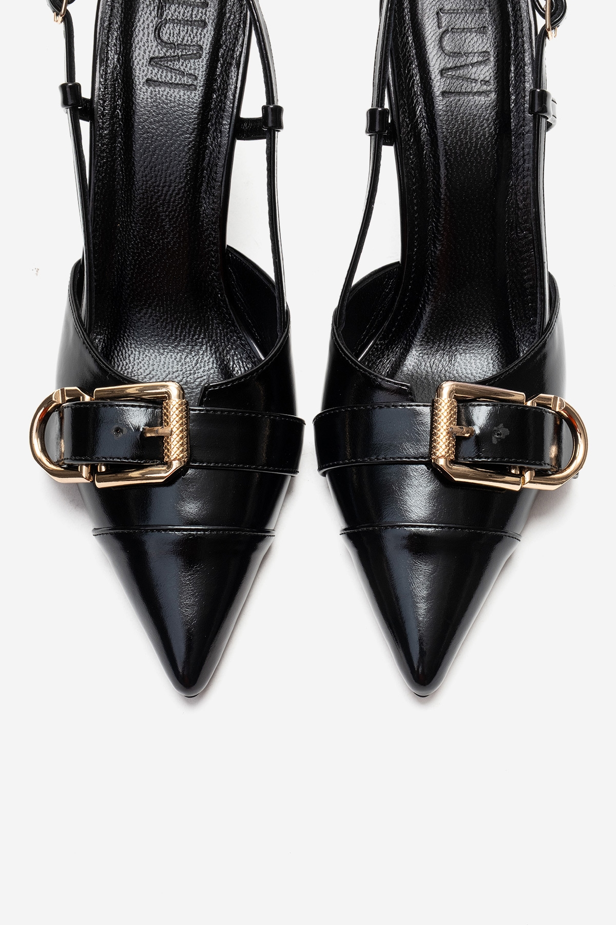 NOEN - Black Buckle Pointed Toe Stiletto Pump (Women)