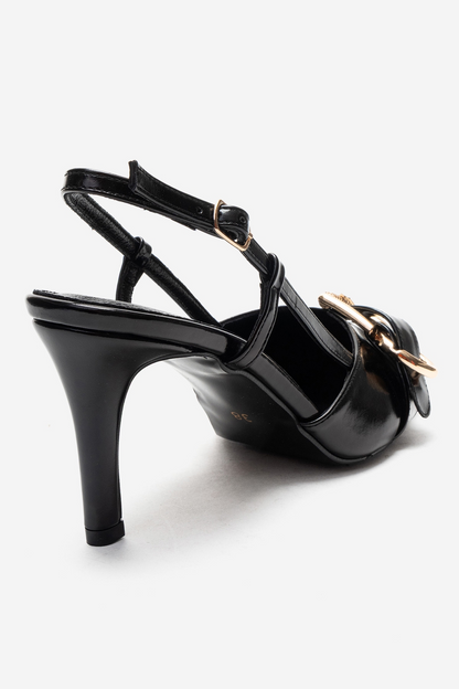 NOEN - Black Buckle Pointed Toe Stiletto Pump (Women)