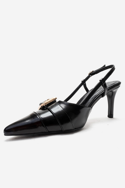 NOEN - Black Buckle Pointed Toe Stiletto Pump (Women)
