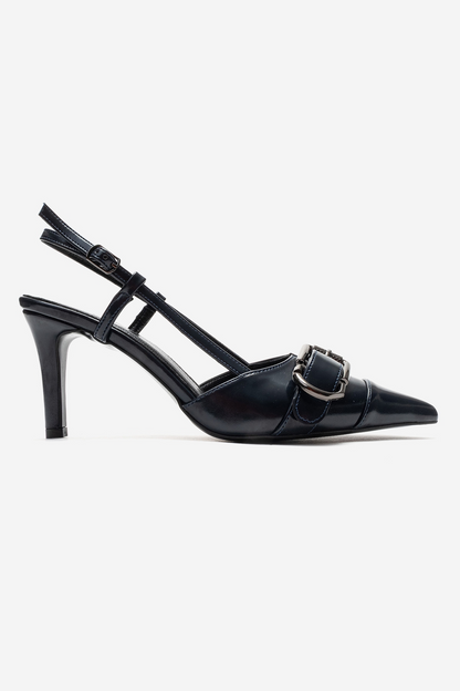 NOEN - Navy Buckle Pointed Toe Stiletto Pump (Women)