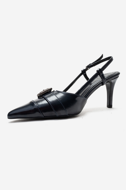 NOEN - Navy Buckle Pointed Toe Stiletto Pump (Women)