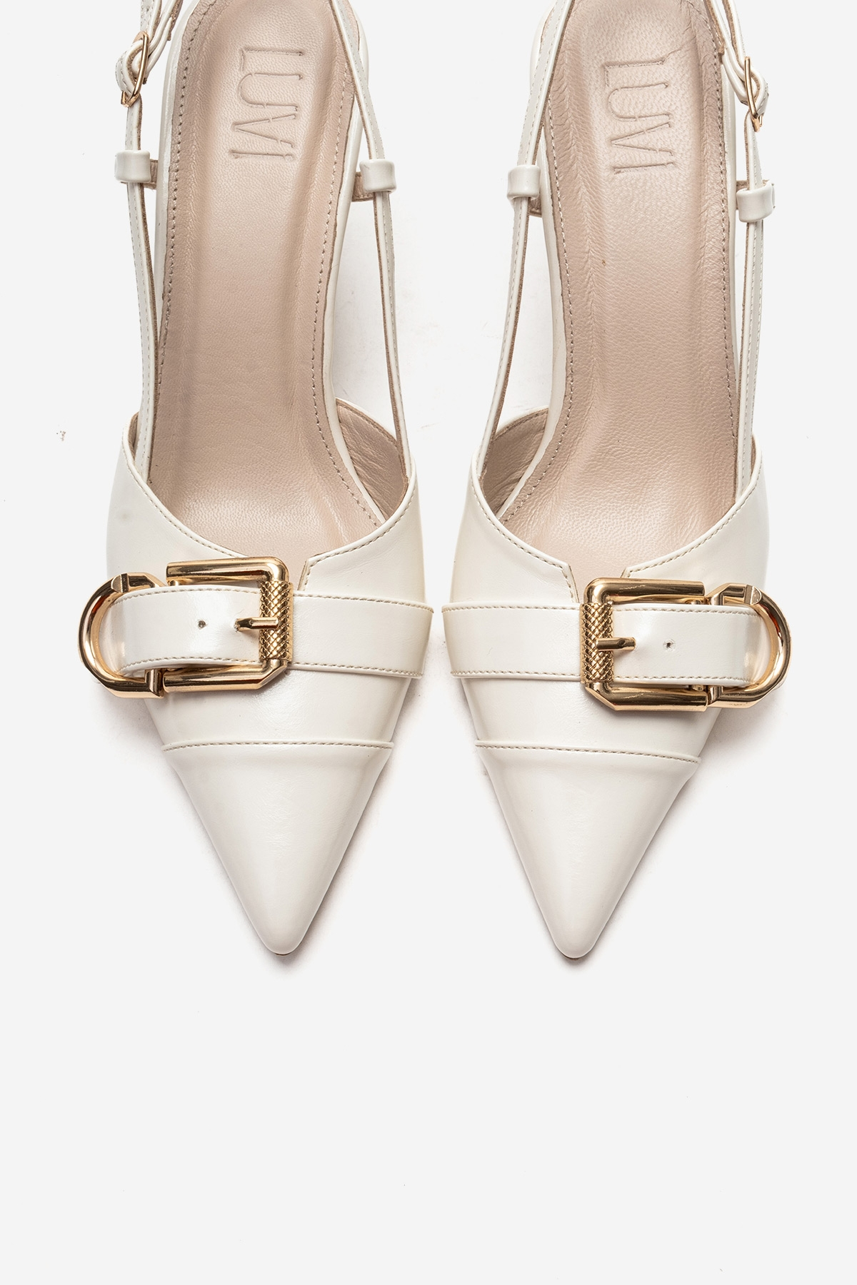 NOEN - Off-White Buckle Pointed Toe Stiletto Pump (Women)
