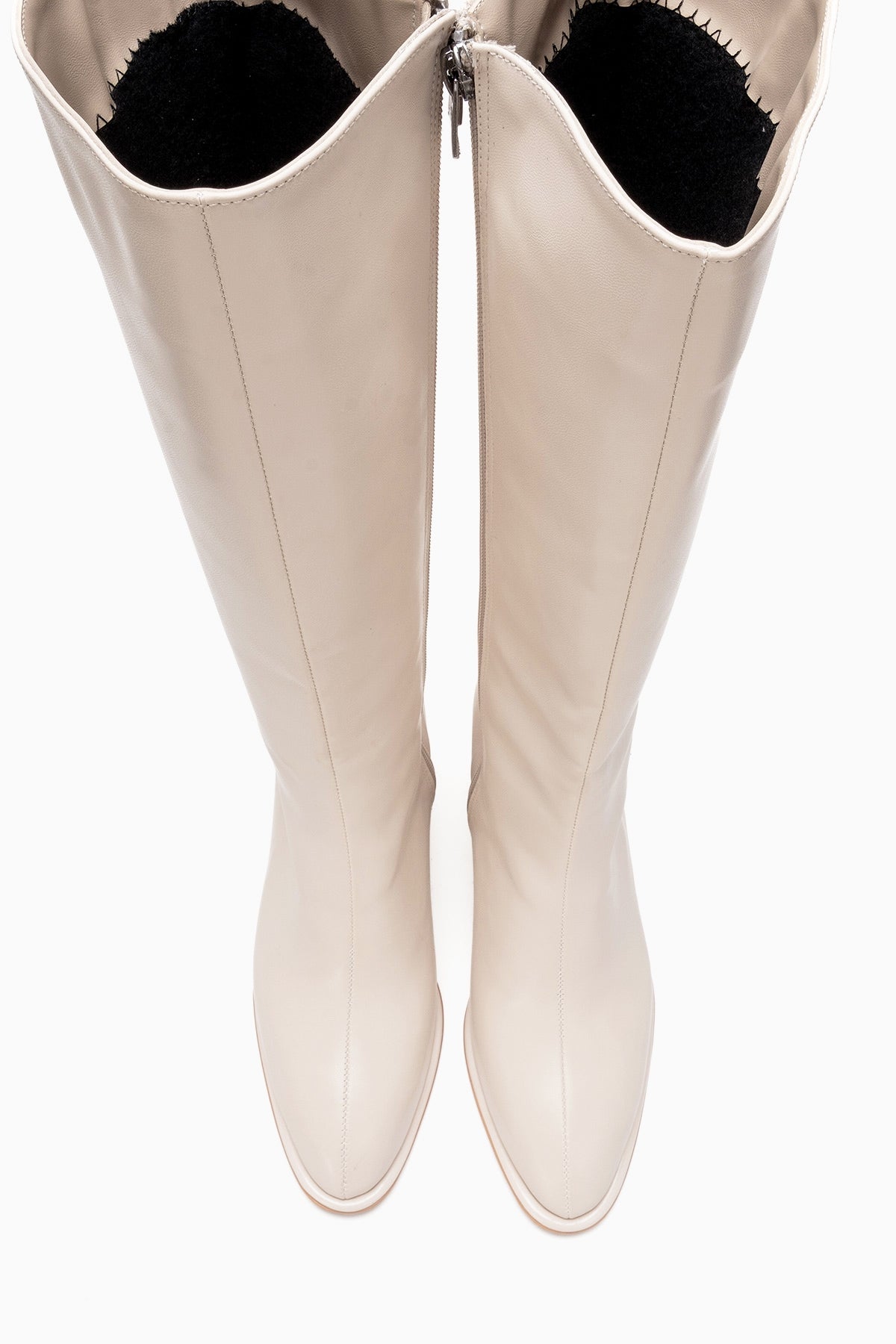 Paradis - Off-White Genuine Leather Block Heel Knee-High Boot (Women)