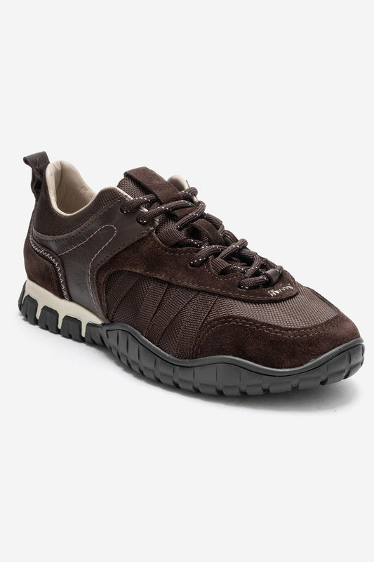 FIERA - Zapatillas de malla de cuero genuino marrones (Mujer)