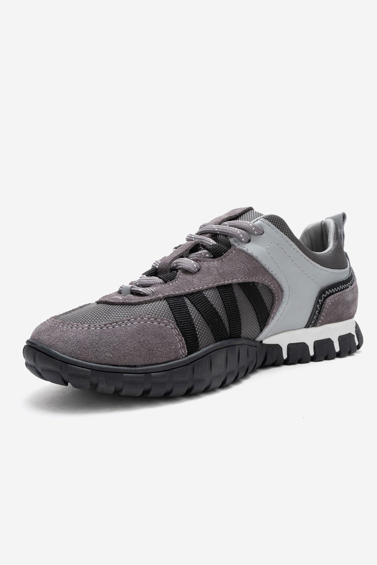FIERA - Gray Black Genuine Leather Mesh Sneaker (Women)