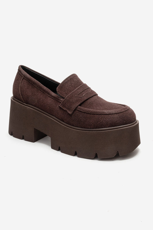 SANTIA - Mocasín de Plataforma Gruesa Marrón (Mujer)