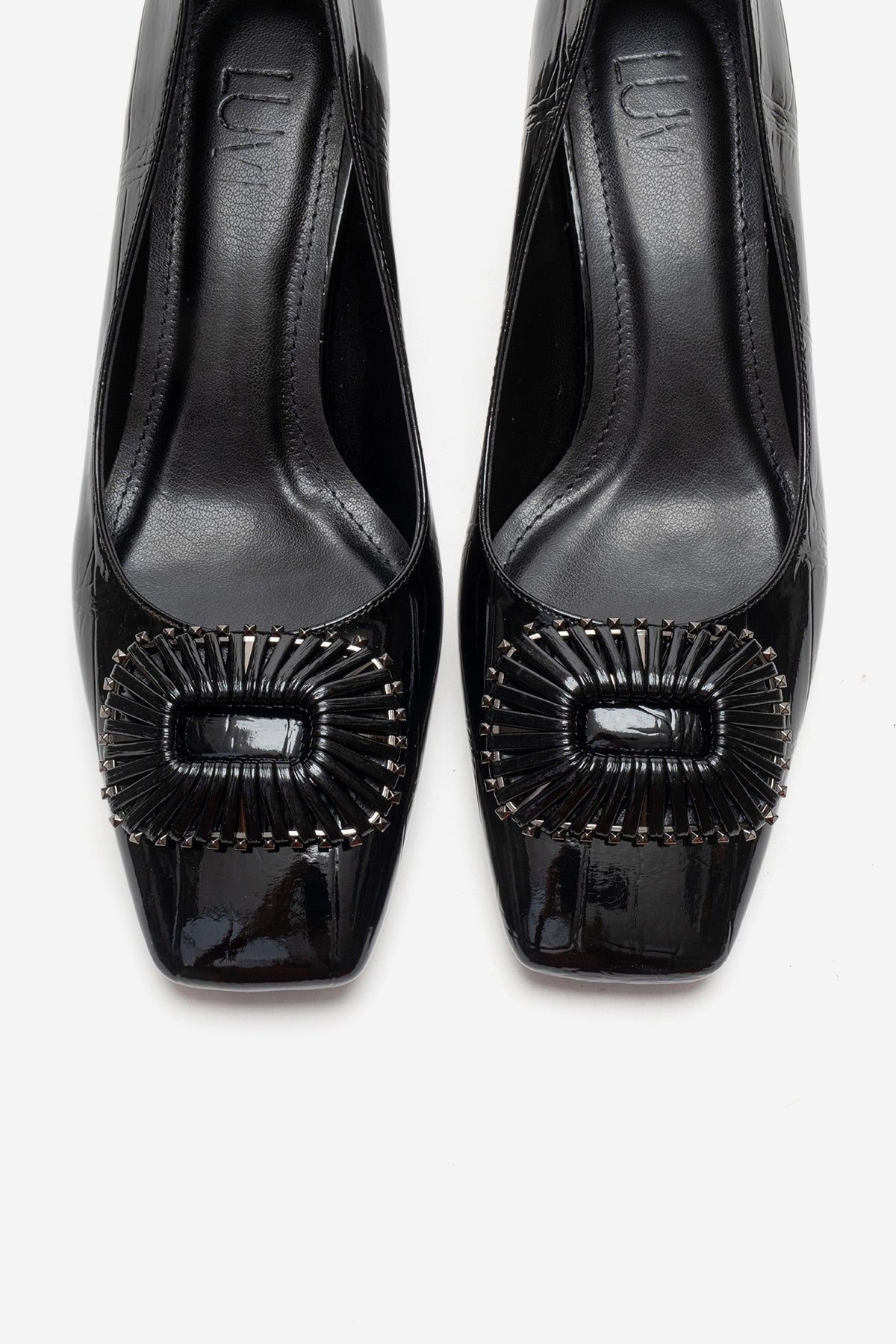 VELORA - Black Buckled Block Heel Shoe (Women)