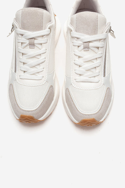 ROCCA - White Zip-Detail Genuine Leather Sneaker (Women)