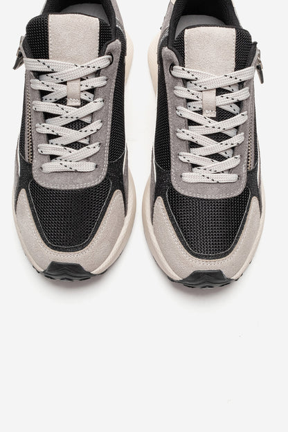 ROCCA - Black Zip-Detail Genuine Leather Sneaker (Women)