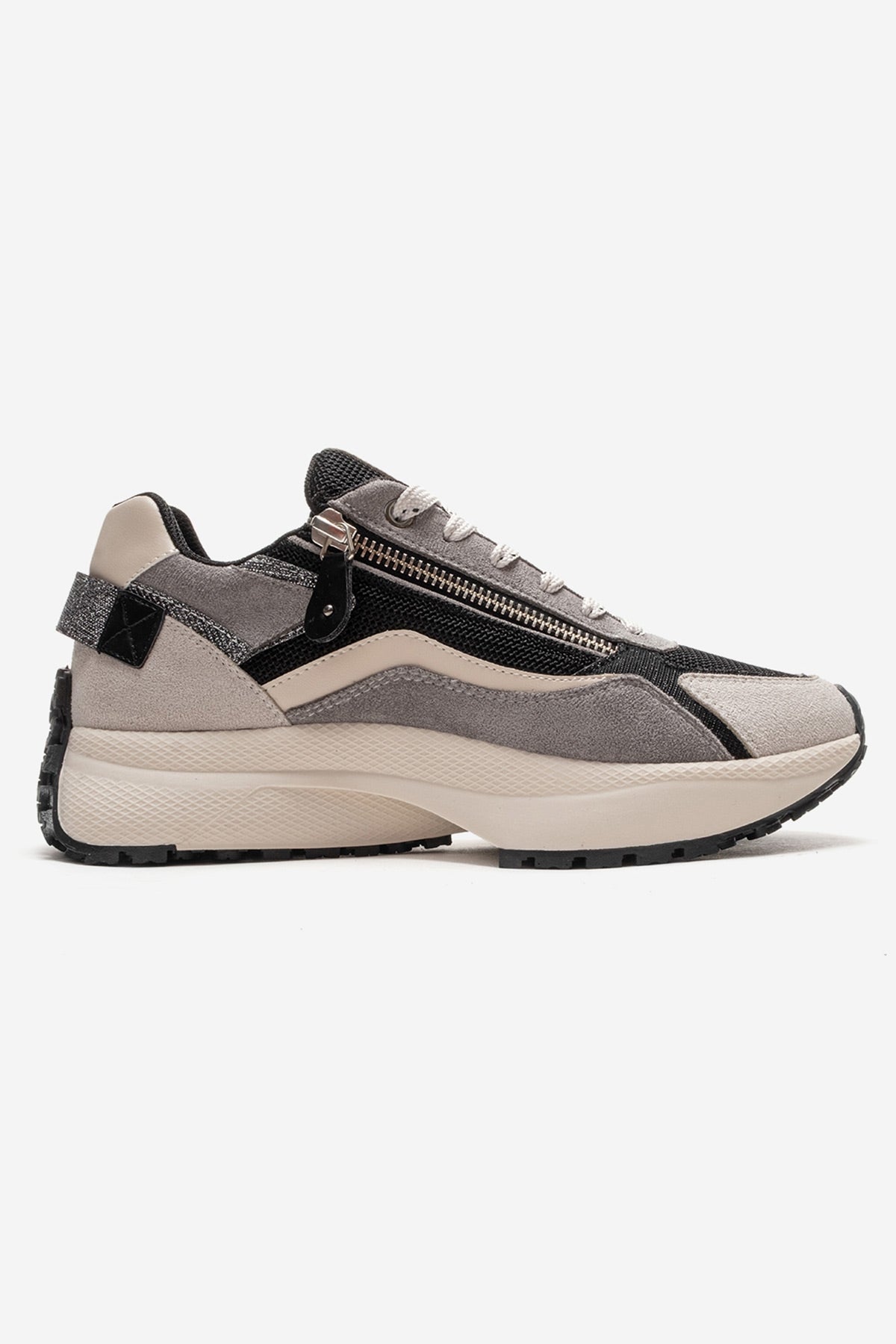 ROCCA - Black Zip-Detail Genuine Leather Sneaker (Women)