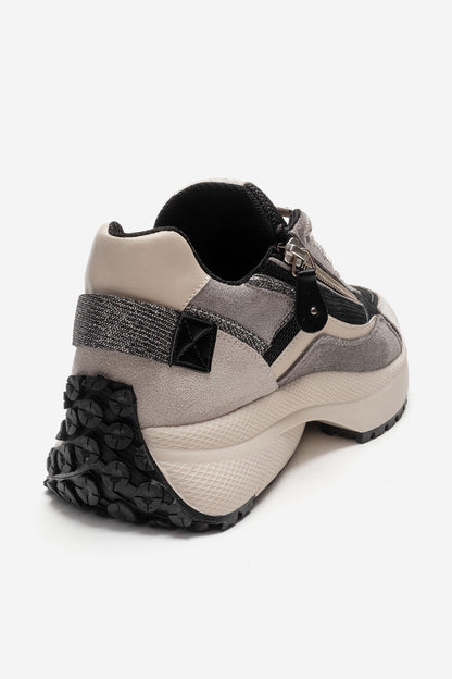 ROCCA - Black Zip-Detail Genuine Leather Sneaker (Women)