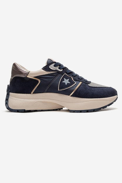 BIELLA - Navy Suede Genuine Leather Sneaker (Women)