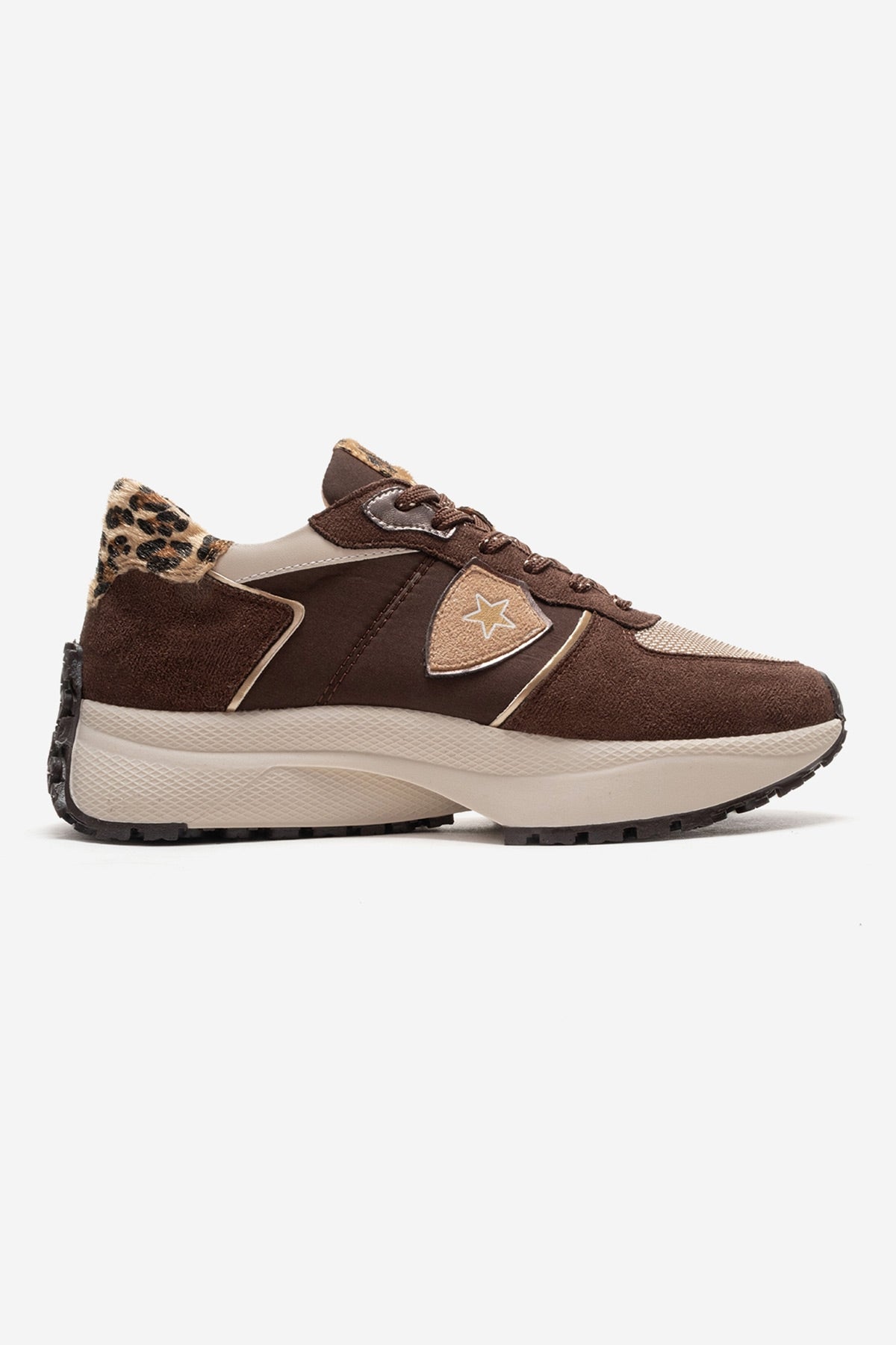 BIELLA - Brown Suede-Textured Genuine Leather Sneaker (Women)