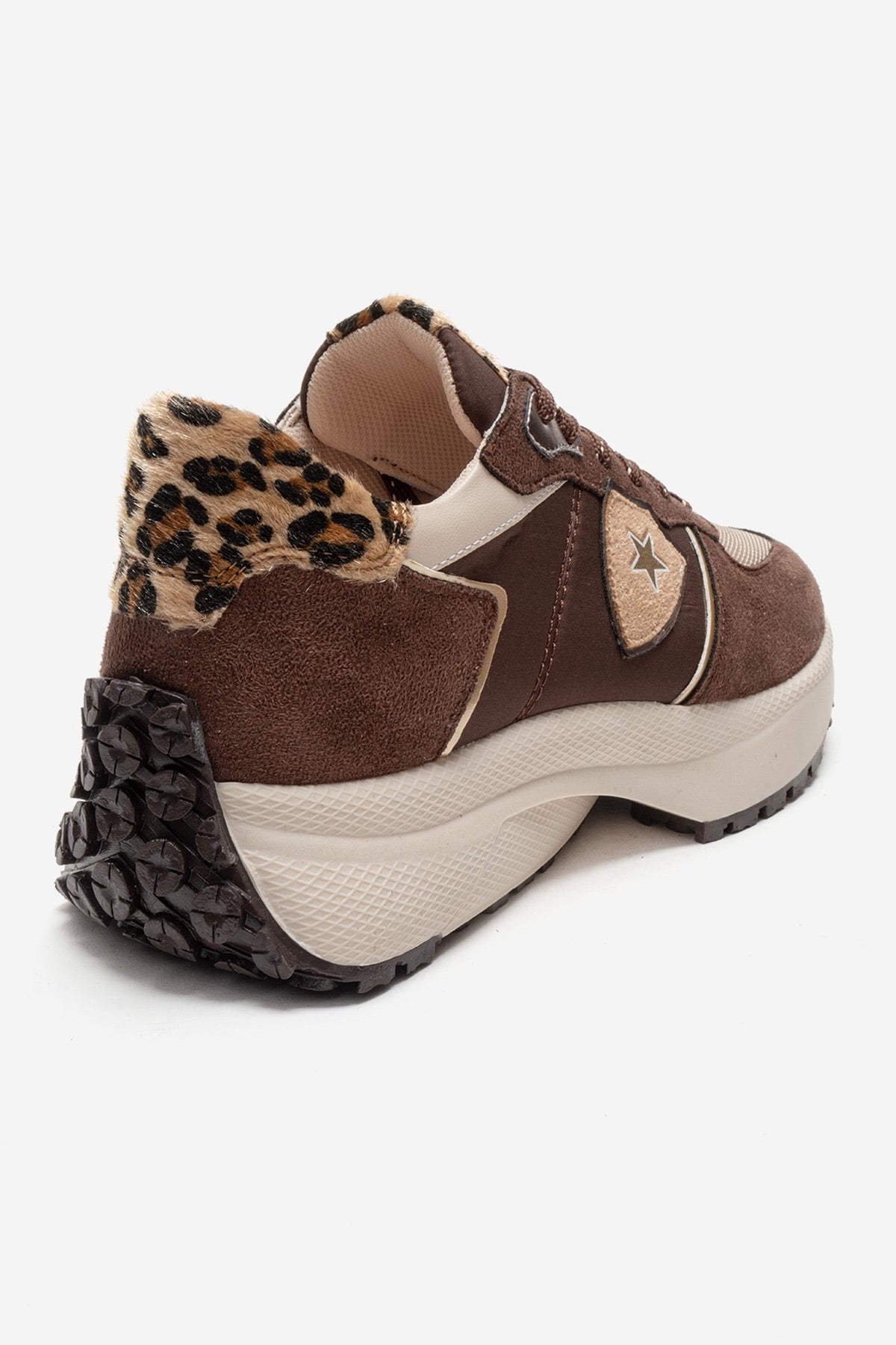 BIELLA - Brown Suede-Textured Genuine Leather Sneaker (Women)