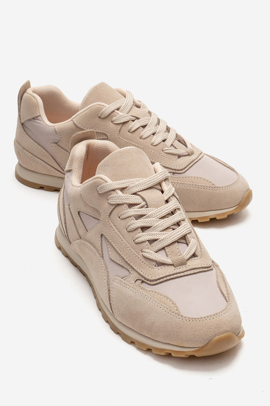 Sahra - Zapatilla de piel auténtica beige (mujer)