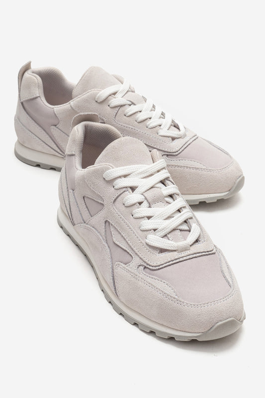 Sahra - Zapatilla deportiva de cuero genuino blanquecino (mujer)