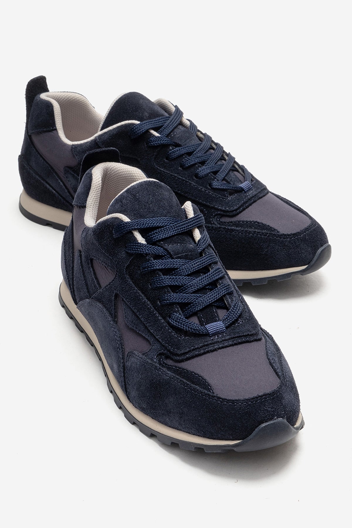 Sahra - Zapatilla de piel genuina azul marino (Mujer)