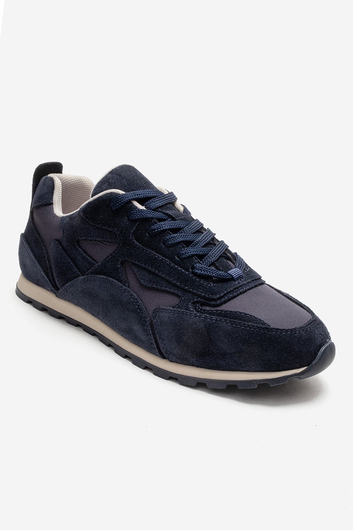 Sahra - Zapatilla de piel genuina azul marino (Mujer)