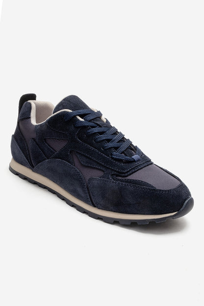 Sahra - Zapatilla de piel genuina azul marino (Mujer)