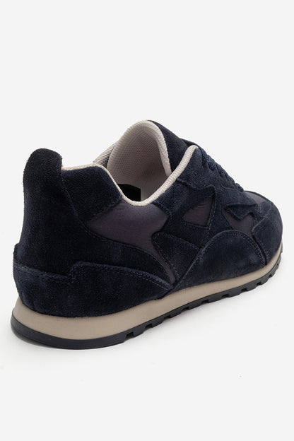 Sahra - Zapatilla de piel genuina azul marino (Mujer)