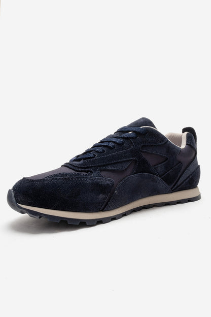 Sahra - Zapatilla de piel genuina azul marino (Mujer)