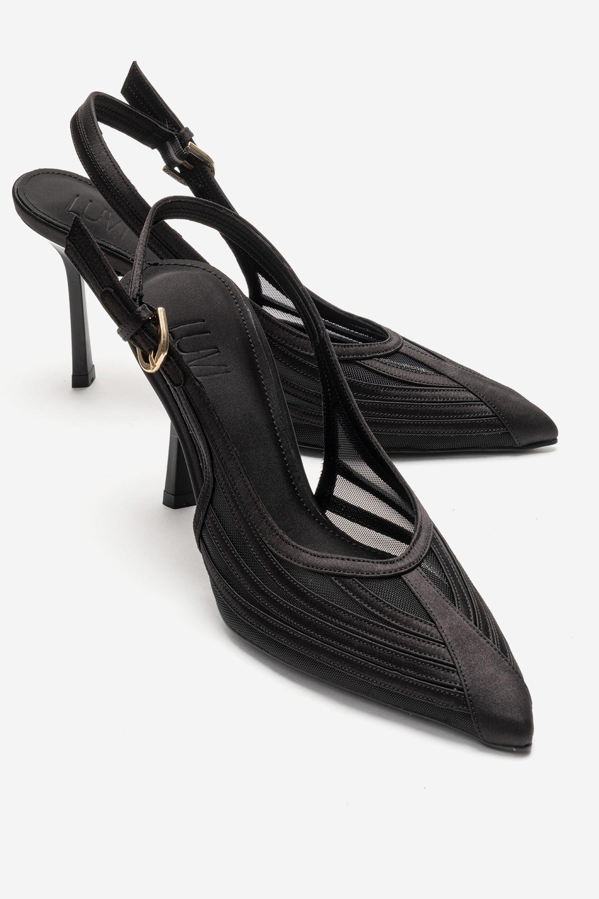 FAUNA - Black Satin Stiletto Pump (Women)